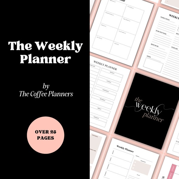 Desk Weekly Planner // Undated Weekly Planner Printable, Week At A Glance, Weekly Productivity Planner, 2024 Weekly A5 Planner Printable