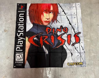 Dino Crisis - Bannière murale personnalisée 90 x 90 cm, PS1. Playstation 1