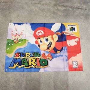 Super Mario 64 Custom Wall Flag Banner Tapestry 2 x 3 Ft, N64