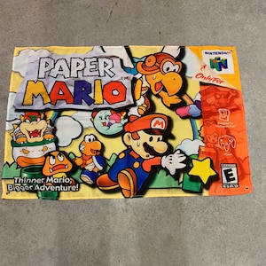 ペーパーマリオ 64 カスタム ウォール フラッグ バナー タペストリー 2 x 3 フィート、N64