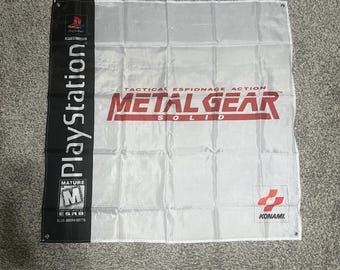 Tapisserie de bannière de drapeau murale personnalisée solide Metal Gear 3 x 3 pieds, PS1. Playstation 1
