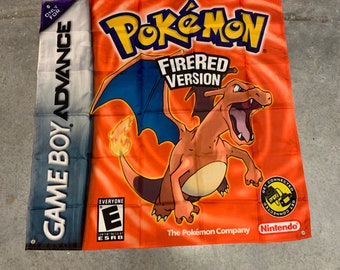 Tapisserie de bannière de drapeau mural Pokemon version rouge feu personnalisée 3 x 3 pieds, GBA, Gameboy Advance