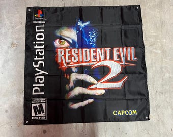 Resident Evil 2 Custom Wall Flag Banner Tapestry 3 x 3 Ft, PS1. Playstation 1