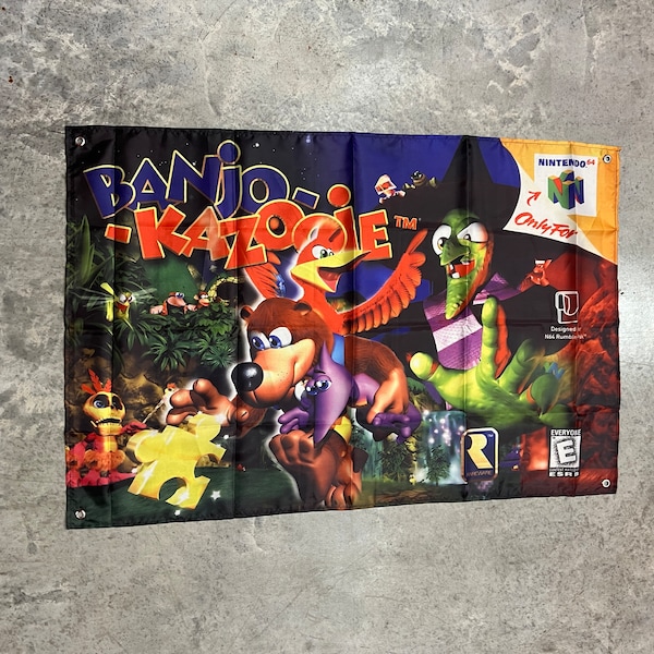 Banjo-Kazooie Custom Wall Flag Banner Tapestry 2 x 3 Ft, N64