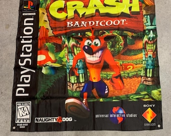 Crash Bandicoot Tapisserie murale drapeau personnalisée 3 x 3 pi, PS1. Playstation 1