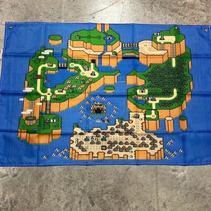Tapisserie bannière drapeau mural carte du monde Super Mario 2 x 3 pieds, SNES