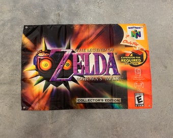 The Legend of Zelda Majora&#39;s Mask Custom Wall Flag Banner Tapestry 2 x 3 Ft, N64, Majoras Mask