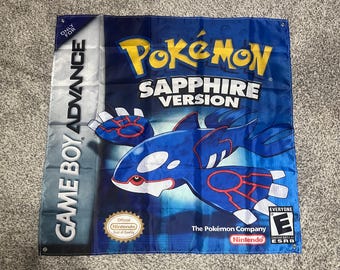 Tapisserie de bannière de drapeau mural Pokemon Sapphire Version 3 x 3 pieds, GBA, Gameboy Advance