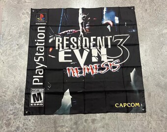 Tapisserie de bannière murale personnalisée Resident Evil 3 Nemesis 3 x 3 pieds, PS1. Playstation 1