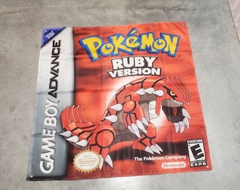 Tapisserie de bannière de drapeau mural Pokemon Ruby Version 3 x 3 pieds, GBA, Gameboy Advance