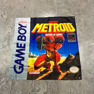 Metroid 2 Return of Samus Custom Wall Flag Banner Tapestry 3 x 3 Ft, Gameboy,