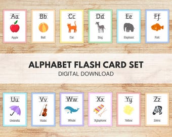 Printable ABC Flashcards: Illustrated Alphabet Cards (Digital Download)