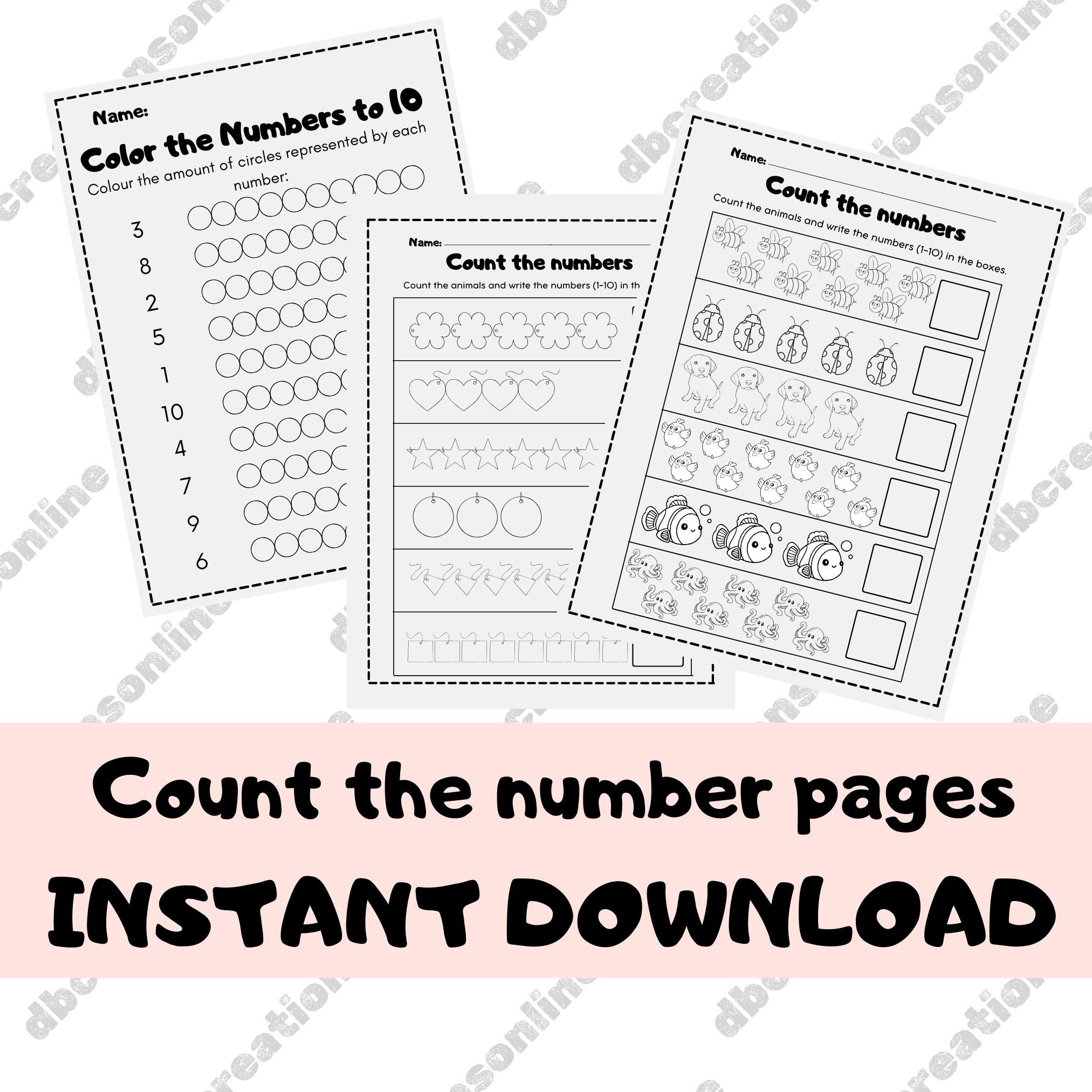 Numbers Worksheets, Printable, Kindergarten Numbers to 10, Counting ...