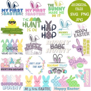 Easter digital bundle, awesome for creating decorations, Happy easter, Easter SVG, Happy Easter PNG, Easter Bunny, Easter Quote Svg