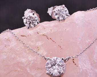 2.00 carat (ct) Lab Grown Diamond Pendant and Earring Set
