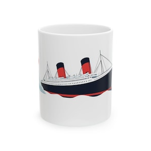 Titanic Inspired Ceramic Mug, Romantic Movie Lover Gift, White Coffee Cup, Vintage Film Fan Present, Memorabilia Collectible, Shipwreck