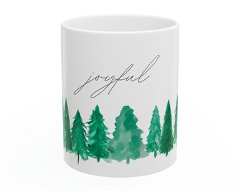 Waldgeflüster - fröhliche Kiefer - Keramiktasse, 11oz