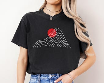 Bauhaus Dawn Abstract Sunrise T-Shirt: Minimalist Graphic Tee, Black 100% Cotton