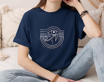 Eye of Horus T-Shirt, Evil Eye Protection, Egyptian Symbol Minimal Tee, 100% Cotton