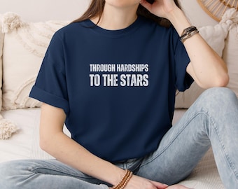 Through Hardships to the Stars Tee, Per Aspera Ad Astra Latin Quote, Graduation Gift Unisex Cotton