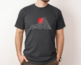 Bauhaus Dawn Abstract T-Shirt: Geometric Minimalist Graphic Tee, Dark Gray 100% Cotton