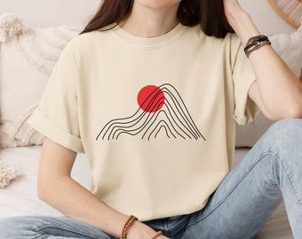 Bauhaus Dawn Unisex T-Shirt - Ivory 100% Cotton Tee: Abstract Sunrise Art Shirt