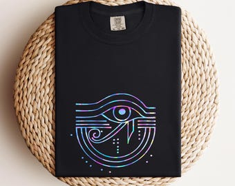 Eye of Horus T-Shirt: Egyptian Protection Symbol, Geometric Design, Pure Cotton Tee