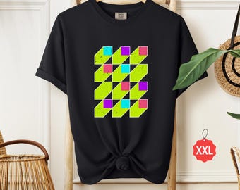 Neon Bauhaus T-Shirt: Chromatic Geometric Abstract Art Tee