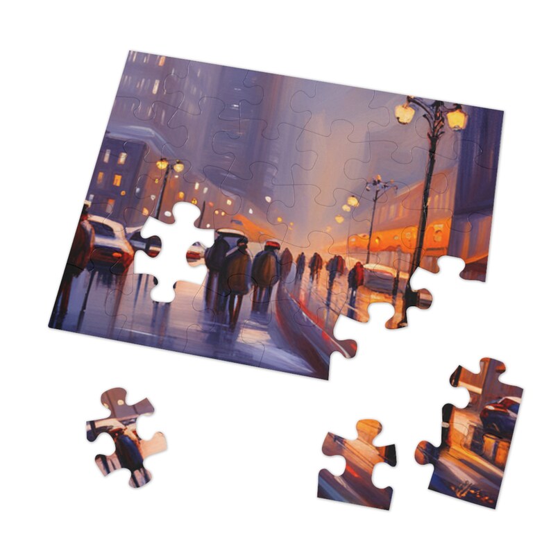 Jigsaw Puzzle Expert Level Fun Activity Snowy Cityscape Jigsaw Puzzle
