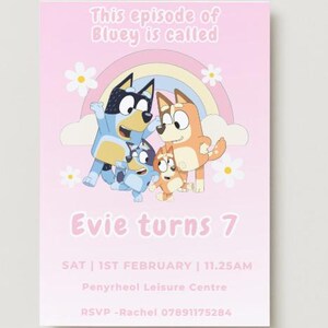 Invitación de cumpleaños de Bluey - Invitaciones infantiles - Copia digital