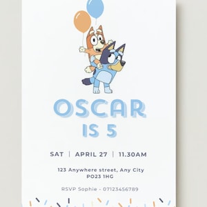 Invitación de fiesta de cumpleaños de Bluey - Bluey / Invitaciones para niños - Invitaciones digitales