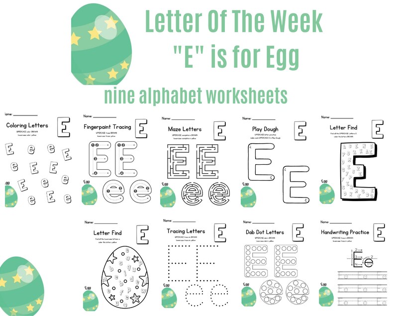 Letter E, Toddler Printable Busybook, Alphabet Busy Book, Preschool ...