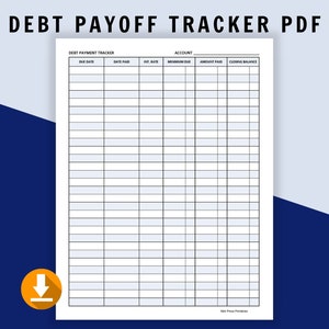 Imprimibles para liquidar deudas Seguimiento de pagos con tarjeta de crédito Seguimiento de avalanchas de bolas de nieve Planificador de libertad financiera Descarga instantánea en PDF