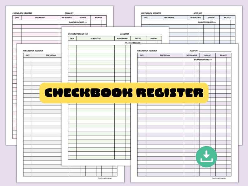 Check Register Printable Bank Reconciliation Instructions Etsy