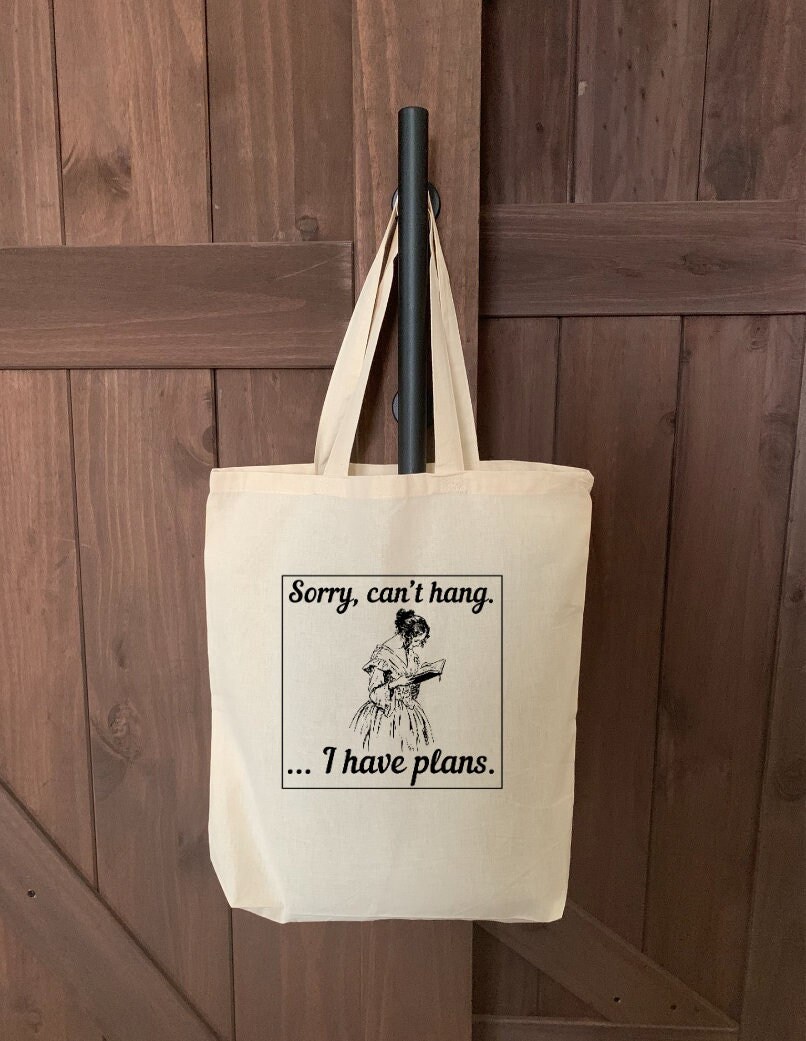 Bookish Tote Bag, Book Lover Tote, Cotton Canvas Tote Bag, Sorry Can't ...