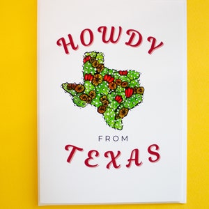 Howdy from Texas Karte | Kaktus geformt wie Texas |Texas Pride Grußkarte