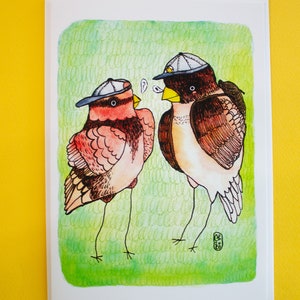 Tarjeta de chat de pájaro / Tarjeta de conversación / Tarjeta de felicitación de pájaro