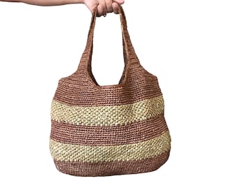 Madagaskar Raffia Tas - Moutarde