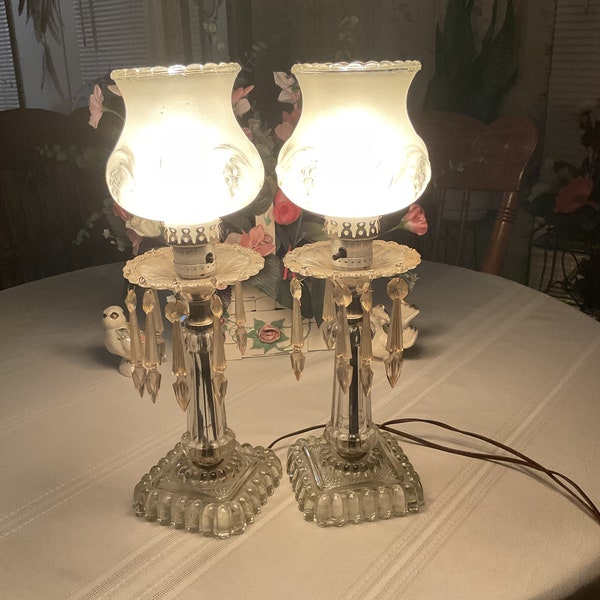 Pair Crystal Lamps