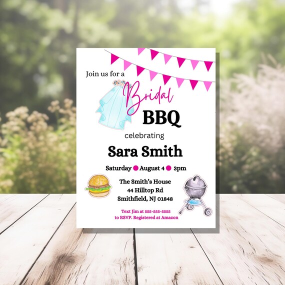 Bridal BBQ Invitation Template: Editable Summer Wedding Shower