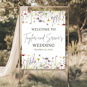 Boho Wildflower Wedding Welcome Sign: Editable Canva Template (Digital Download