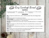 Printable Sourdough Bread Recipe Card: Editable Canva Template (Digital Download)