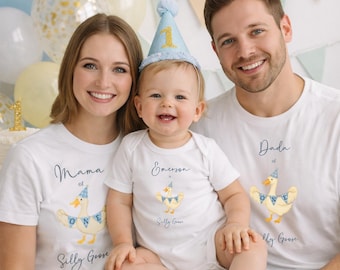 Silly Goose Birthday Shirts, Matching Family Outfit for first birthday, Personalized Baby Onesie