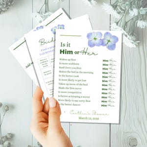 Personalized Bridal Shower Games: Floral Theme, Printed 5x7 Cards