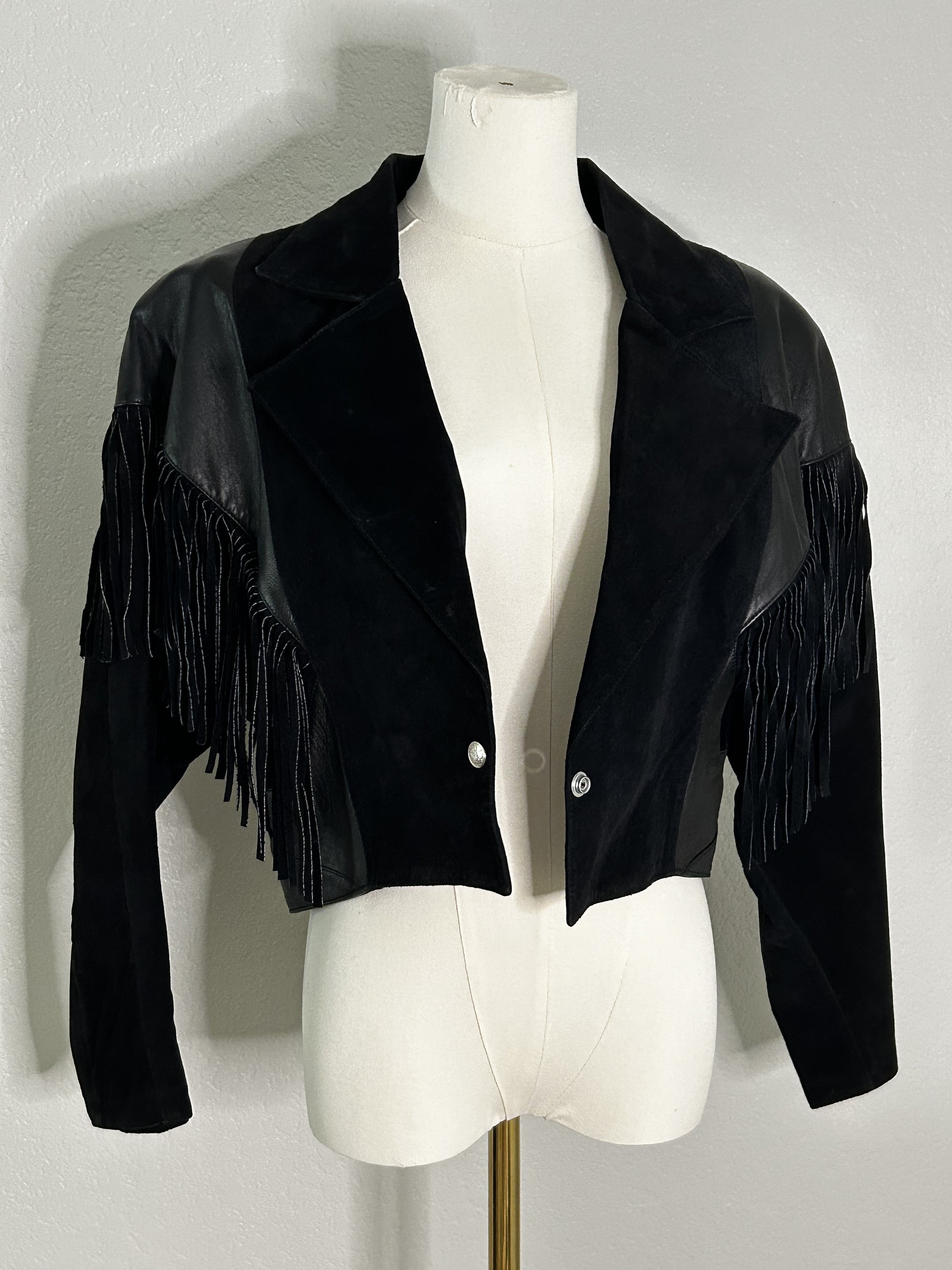 レザージャケット・コート Cropped suede jacket MPG498_1421_F0050_S_OOO Vintage Leather and Suede Cropped Jacket With Fringe - Etsy