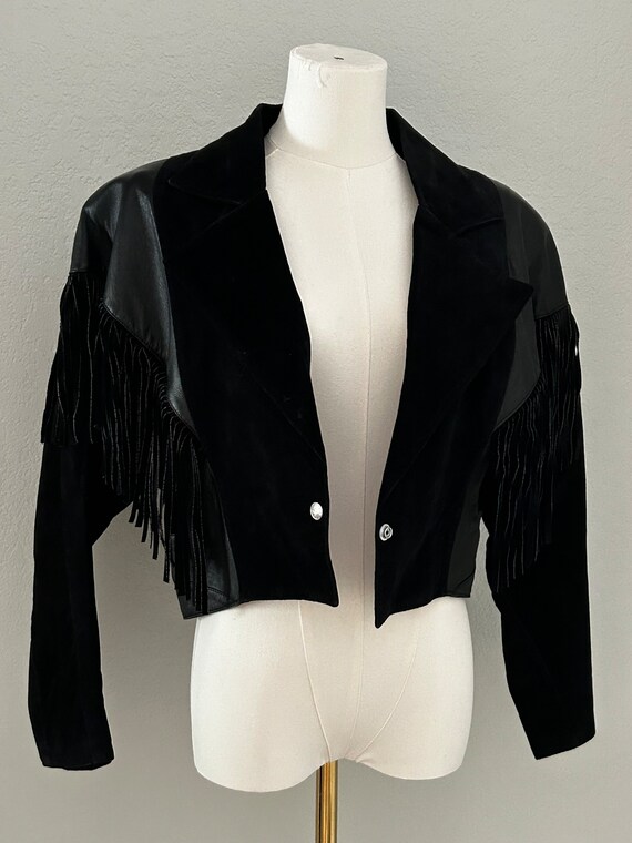 【THEAIRTOWN】vintage suede crop coat★ Vintage Leather and Suede Cropped Jacket With Fringe - Etsy