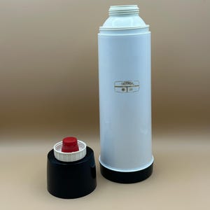 Vintage Thermoskanne Weiß und Schwarz Isolierflasche - 1960er Jahre - Klassisches Design, 1 Quart