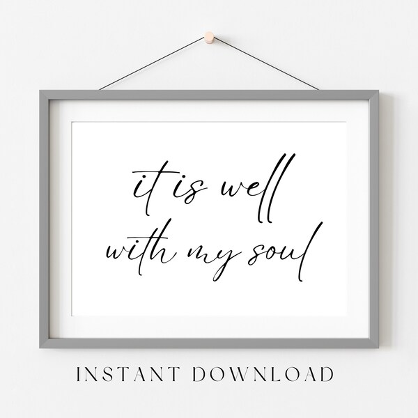 It Is Well With My Soul Wall Art, When Peace Like A River, Christian Hymn Wall Art, Bible Verse Wall Art, Christian Sympathy Gift, Wall Art