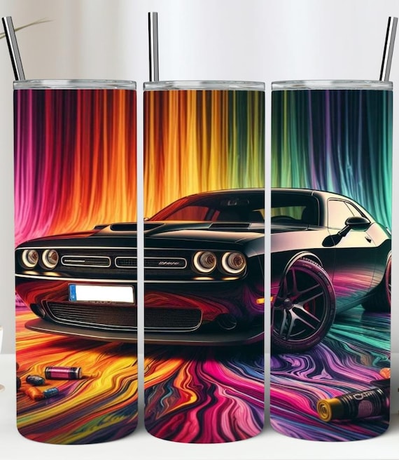 US Car Dodge Challenger 20oz Skinny Tumbler Wrap Sublimation 