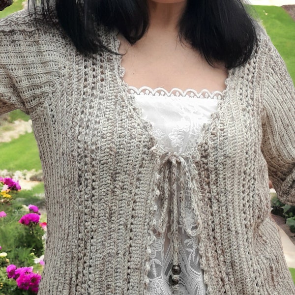 Patrón crochet PDF Jersey mujer ganchillo Serena Cardigan. Primavera / verano Tejido hilo algodón. Varias tallas. Adaptable.